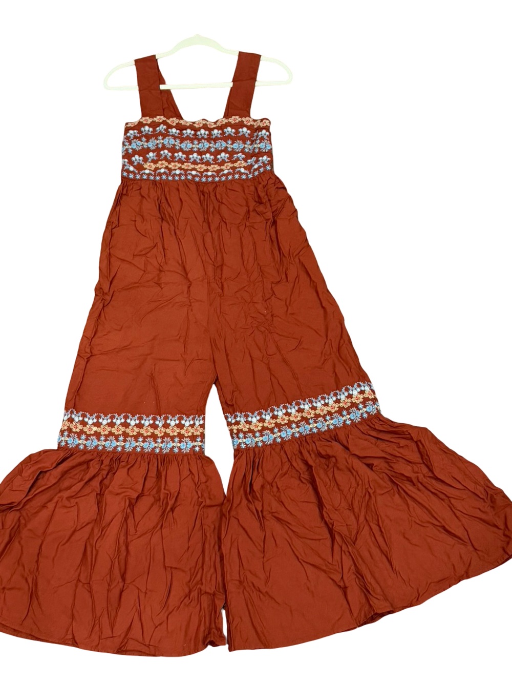 ๐ฟ Natural Life Hannah Embroidered Jumpsuit Women's Medium Rust Boho Floral - Picture 9 of 13